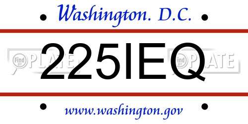 225IEQ District Of Columbia License Plate