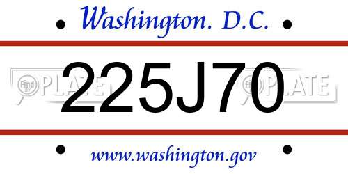 225J70 District Of Columbia License Plate