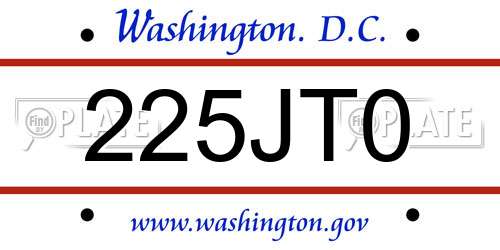 225JT0 District Of Columbia License Plate
