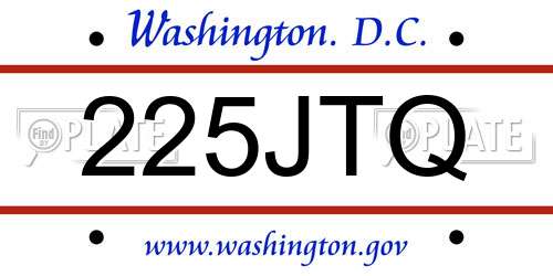 225JTQ District Of Columbia License Plate