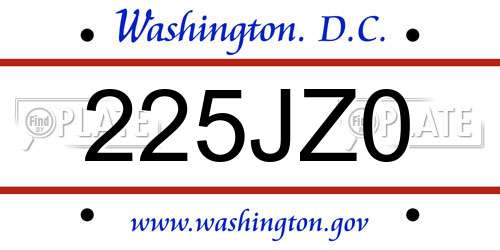 225JZ0 District Of Columbia License Plate