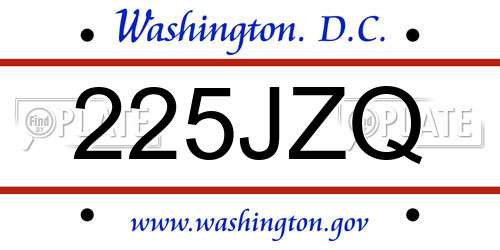 225JZQ District Of Columbia License Plate