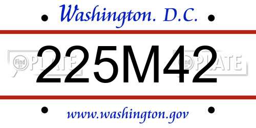 225M42 District Of Columbia License Plate