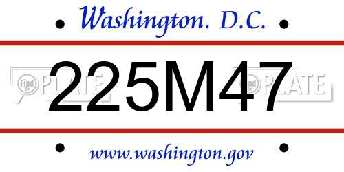 225M47 District Of Columbia License Plate