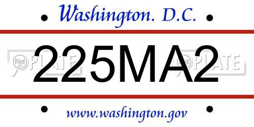 225MA2 District Of Columbia License Plate