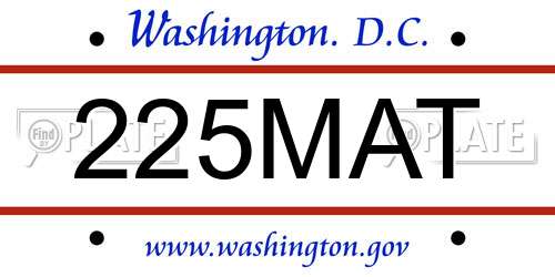 225MAT District Of Columbia License Plate