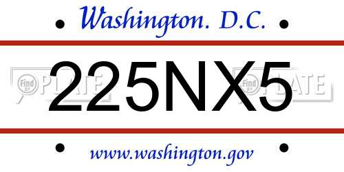 225NX5 District Of Columbia License Plate