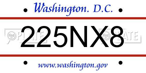 225NX8 District Of Columbia License Plate