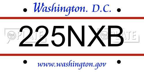 225NXB District Of Columbia License Plate