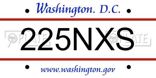 225NXS District Of Columbia License Plate