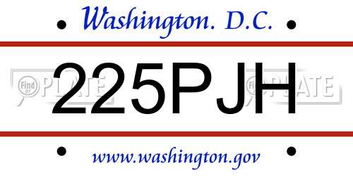 225PJH District Of Columbia License Plate