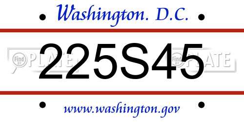 225S45 District Of Columbia License Plate