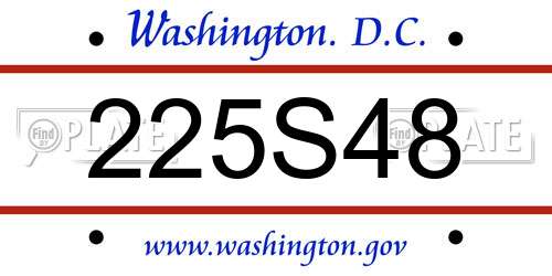 225S48 District Of Columbia License Plate