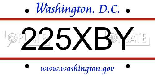 225XBY District Of Columbia License Plate