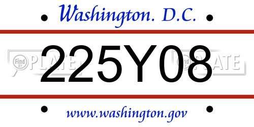 225Y08 District Of Columbia License Plate