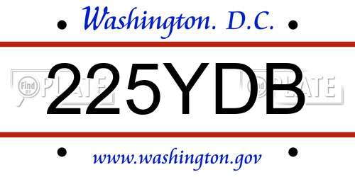 225YDB District Of Columbia License Plate