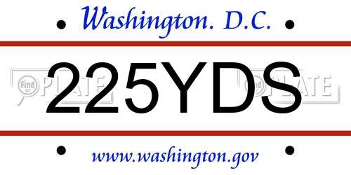 225YDS District Of Columbia License Plate