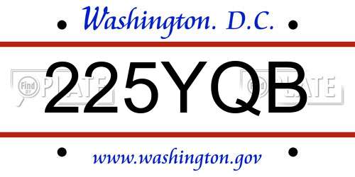 225YQB District Of Columbia License Plate