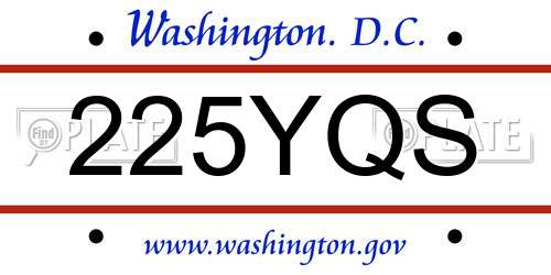 225YQS District Of Columbia License Plate