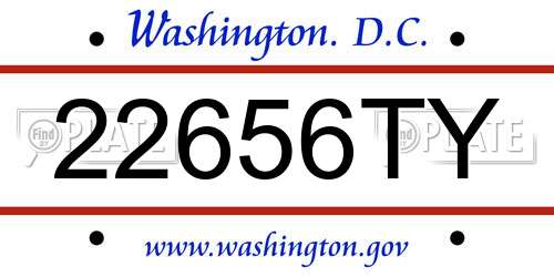 22656TY District Of Columbia License Plate
