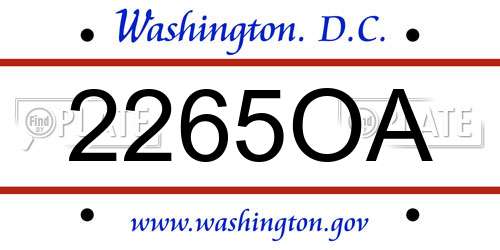 2265OA District Of Columbia License Plate