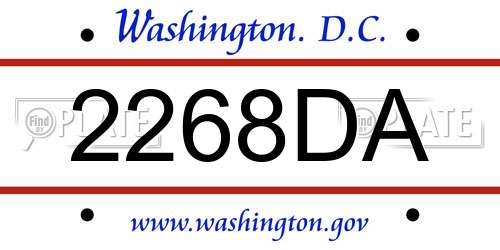 2268DA District Of Columbia License Plate