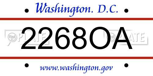 2268OA District Of Columbia License Plate