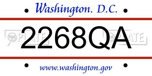 2268QA District Of Columbia License Plate