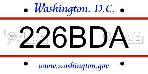 226BDA District Of Columbia License Plate