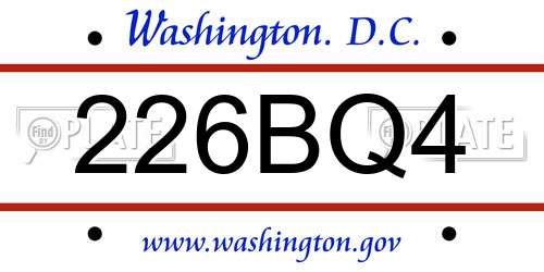 226BQ4 District Of Columbia License Plate