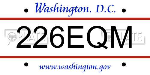 226EQM District Of Columbia License Plate