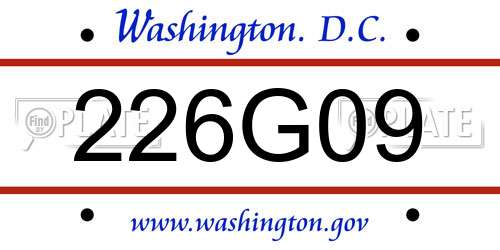 226G09 District Of Columbia License Plate