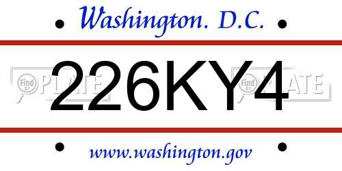 226KY4 District Of Columbia License Plate
