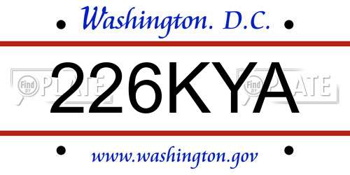226KYA District Of Columbia License Plate