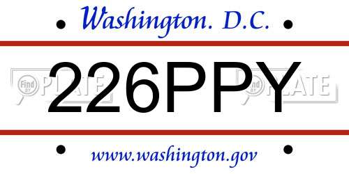 226PPY District Of Columbia License Plate