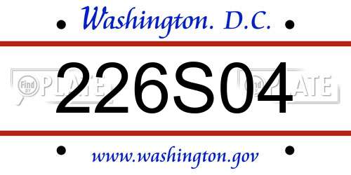 226S04 District Of Columbia License Plate