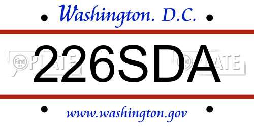 226SDA District Of Columbia License Plate