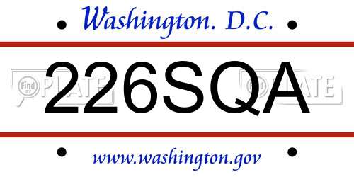226SQA District Of Columbia License Plate