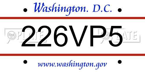 226VP5 District Of Columbia License Plate
