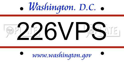 226VPS District Of Columbia License Plate
