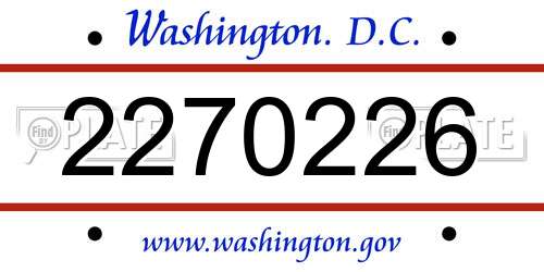 2270226 District Of Columbia License Plate