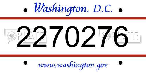 2270276 District Of Columbia License Plate