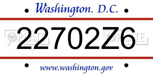 22702Z6 District Of Columbia License Plate