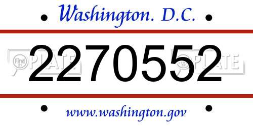 2270552 District Of Columbia License Plate