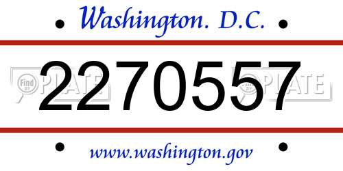 2270557 District Of Columbia License Plate