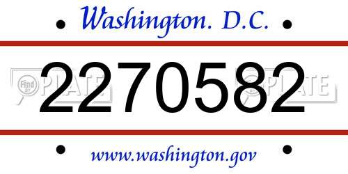 2270582 District Of Columbia License Plate