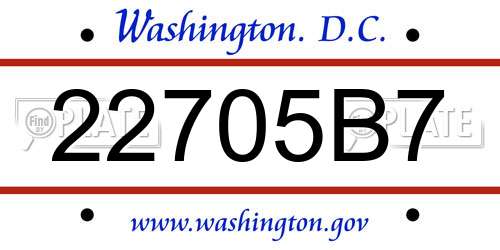 22705B7 District Of Columbia License Plate