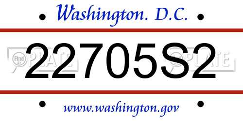 22705S2 District Of Columbia License Plate