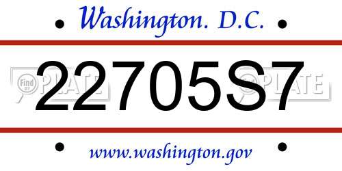 22705S7 District Of Columbia License Plate