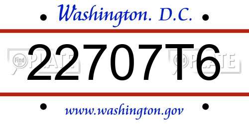 22707T6 District Of Columbia License Plate
